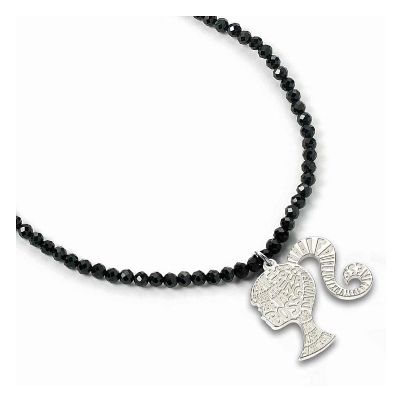 Barbie Pendant & Necklace Silhouette on Black Onyx Bead (Sterling Silver)