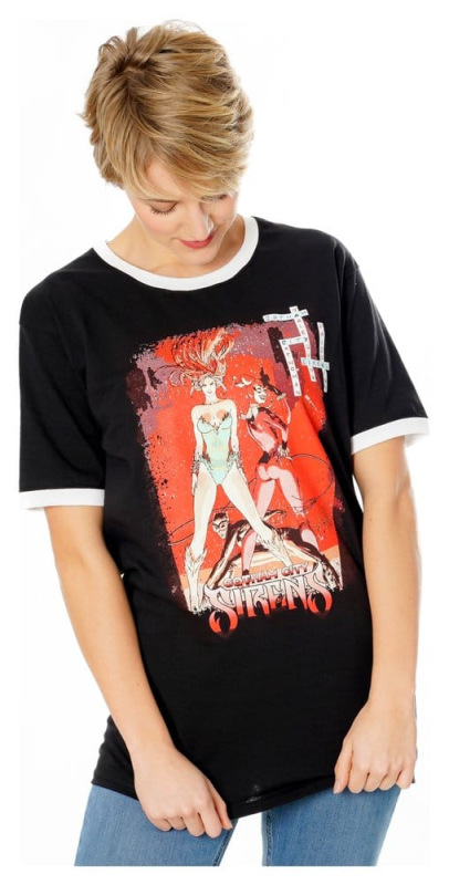 Gotham City Sirens T-Shirt Crossword Black Ringer Size M 7