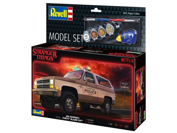 Stranger Things Model Kit Set 1/25 1985 Chevrolet K5 Blazer (Aqua Color) 19 cm 5