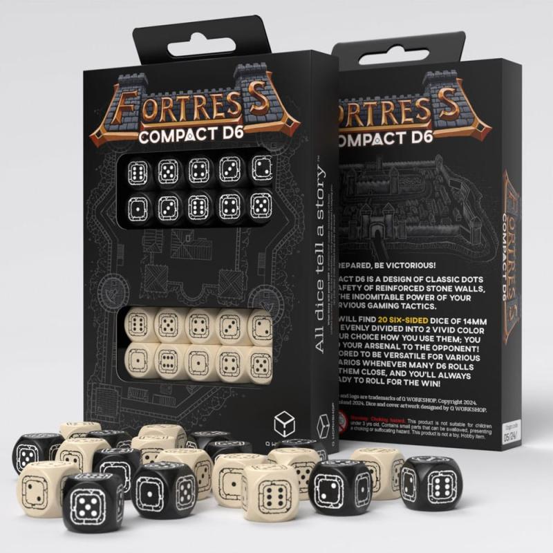 Fortress Compact D6 Dice Set Black&Beige (20)