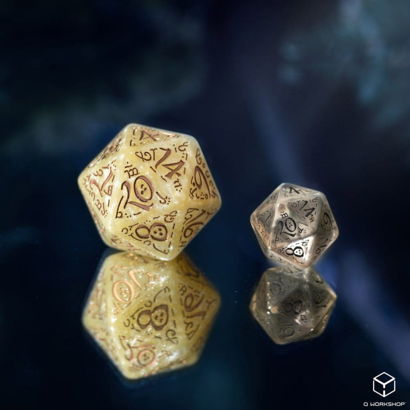 Elvish Jumbo Dice Set of 7 (Shimmering Beige & Copper) 1