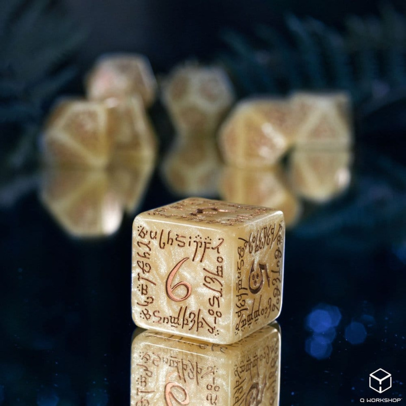 Elvish Jumbo Dice Set of 7 (Shimmering Beige & Copper) 2