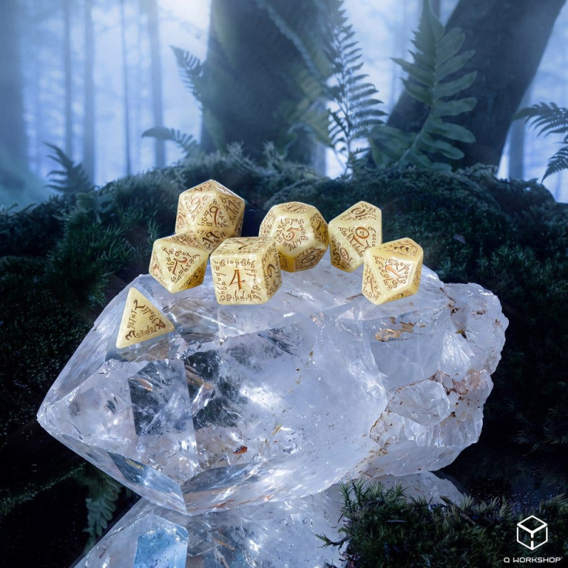 Elvish Jumbo Dice Set of 7 (Shimmering Beige & Copper) 7