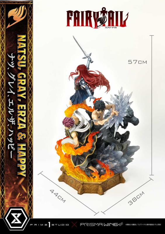 Fairy Tail PVC Statue 1/6 Natsu, Gray, Erza, Happy Deluxe Bonus Version 57 cm