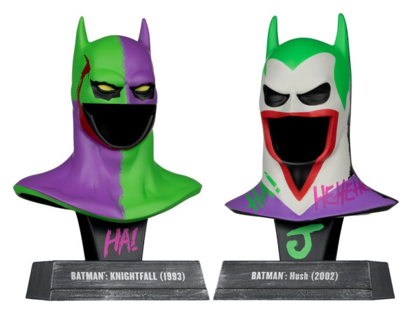 Batman DC Direct Mini Replica 1/3 2-pack Batman Cowls Hush & Knightfall (Jokerized) (Gold Label) 18