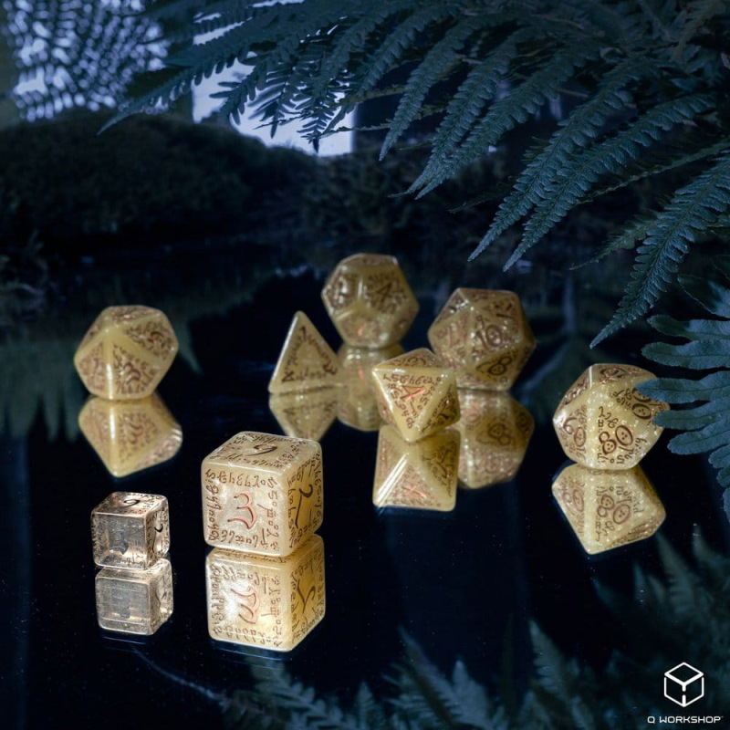Elvish Jumbo Dice Set of 7 (Shimmering Beige & Copper) 5