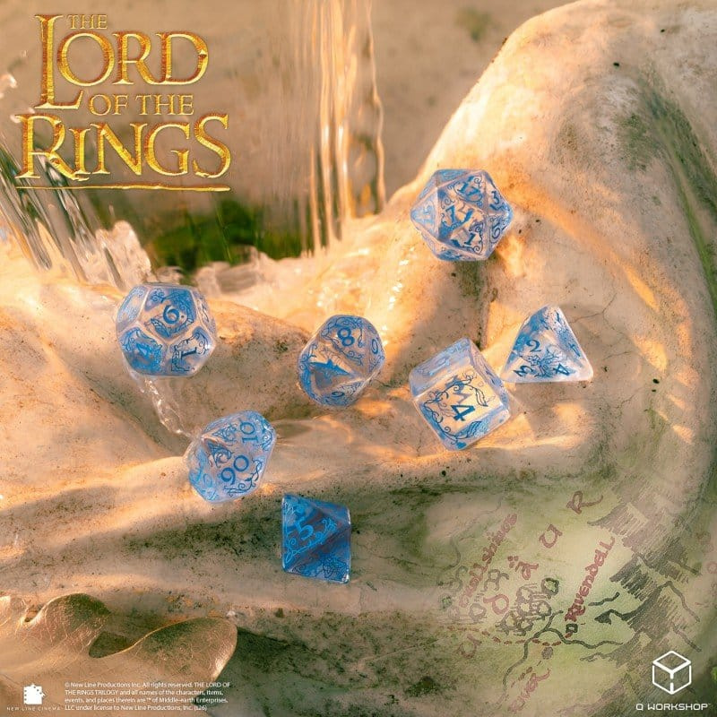 The Lord of the Rings Dice Set of 7 Rivendell (Water) 3