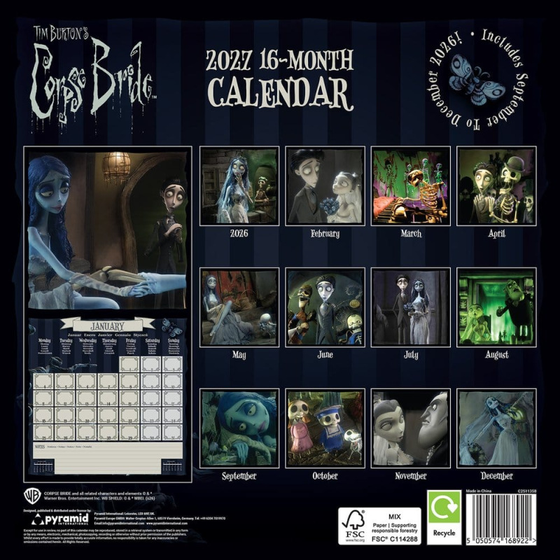 Corpse Bride Calendar 2027 30 x 30 cm 1