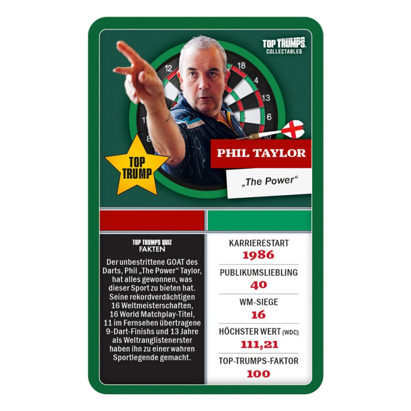 Darts Card Game Top Trumps Collectables Legenden *German Version* 1
