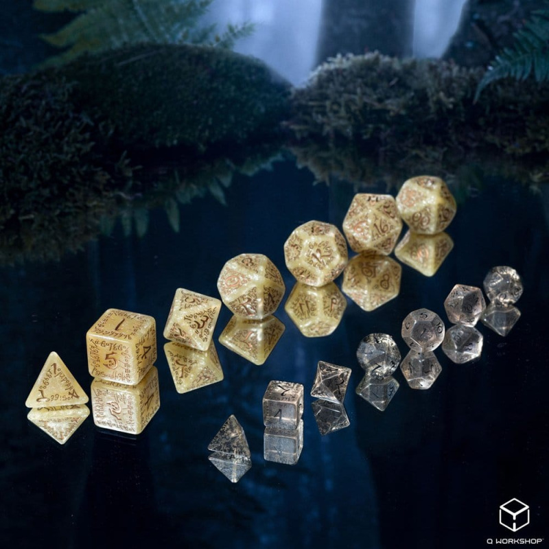 Elvish Jumbo Dice Set of 7 (Shimmering Beige & Copper) 4
