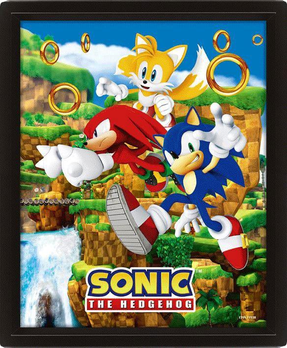 Sonic The Hedgehog 3D Lenticular Poster Catching Rings 26 x 20 cm