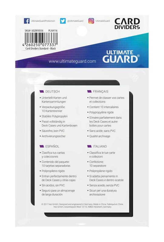 Ultimate Guard Card Dividers Standard Size Black (10)