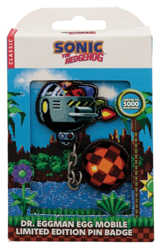Sonic - The Hedgehog Pin Badge Dr. Eggman Egg Mobile Chained 2