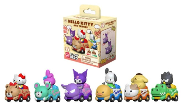 Sanrio Zoom Hero Pullback Vehicles with Figures Hello Kitty and Friends Series 1 Blind Box Display ( 1