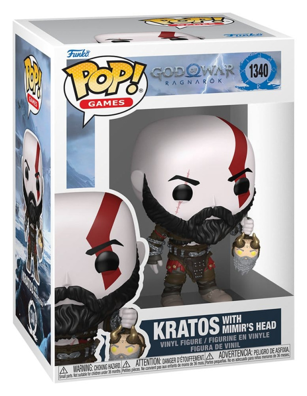 God of War Ragnarök POP! Games Vinyl Figure Kratos w/Mimir's Head 9 cm 1