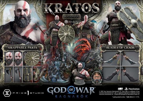 God of War: Ragnarok Real Elite Masterline Series Statue 1/3 Kratos Ultimate Bonus Version 95 cm 12