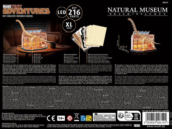 Revell Tiny Adventures Natural Museum 3D Wooden Puzzle Brachiosaurus Skeleton 58 cm 4