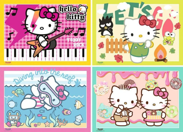 Hello Kitty Puzzle 4-Pack Let's Go, Hello Kitty! (4x100 Pieces) 1