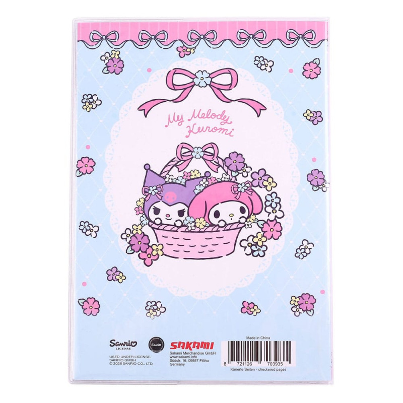 Sanrio Notebook Kuromi & My Melody Pastel Flower Holographic Checkered 1