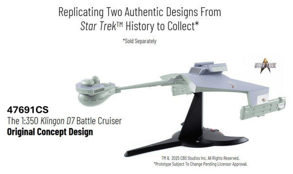 Star Trek TOS DieCast Replica 1/350 Klingon D7 Battle Cruiser Original Concept Design heo EU Exclusi 1