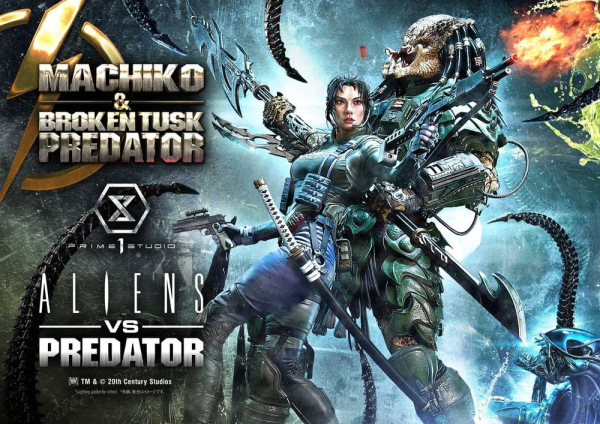 Aliens vs. Predator (Comic) Ultimate Premium Masterline Statue 1/4 Machiko & Broken Tusk Predator DX 11