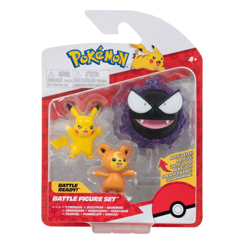 Pokémon Battle Figure 3-Pack Teddiursa, Pikachu #9, Gastly 5 cm 1
