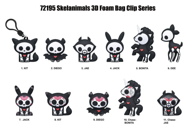 Skelanimals 3D PVC Bag Clips Series 1 Blind Bag Display (24) 2