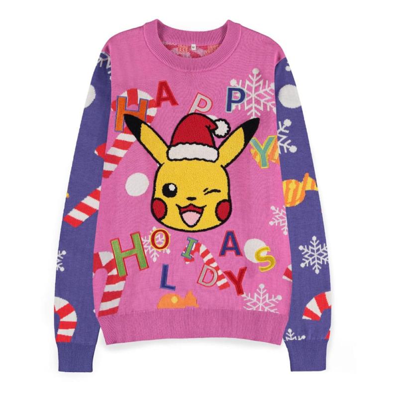 Pokemon Sweatshirt Christmas Jumper Pikachu Patched Size S