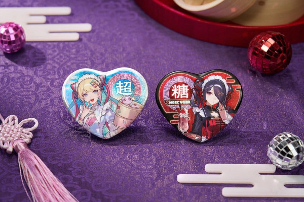 Needy Streamer Overload Needy Streamer Chinese Restaurant Series Heart-Shaped Pinback Button OMGkawa 1