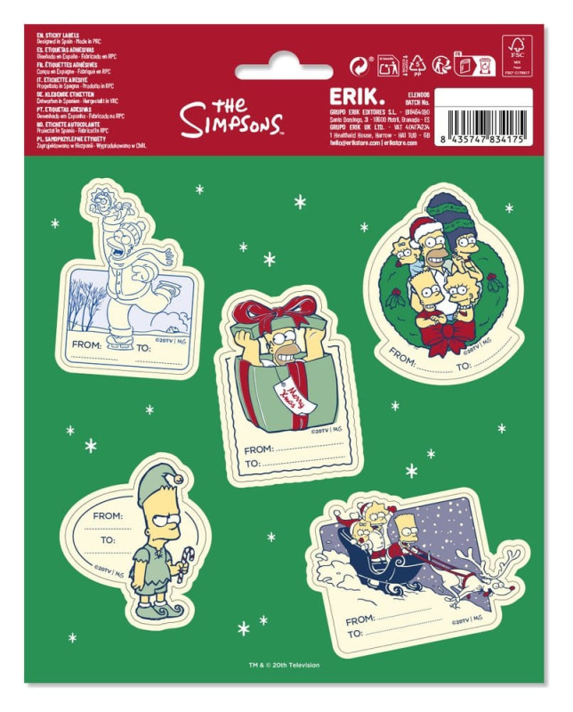 The Simpsons Premium Self-Adhesive Christmas Labels (10) 1