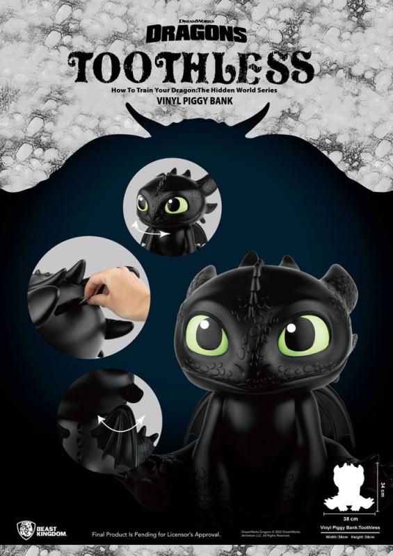 How To Train Your Dragon Piggy Vinyl Bank Toothless 34 cm