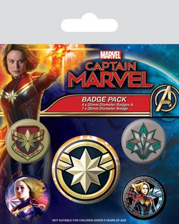 Captain Marvel Pin Badges 5-Pack Patches