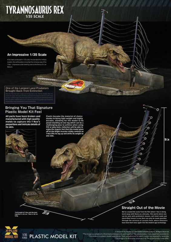 Jurassic Park Plastic Model Kit 1/35 Tyrannosaurus Rex 42 cm 1