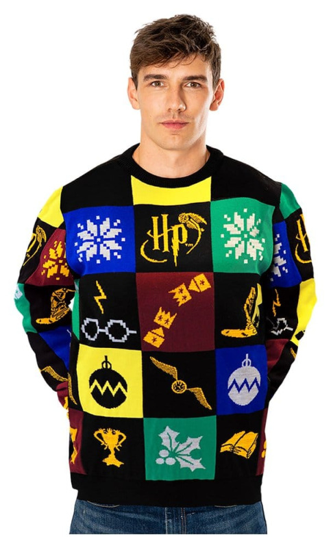 Harry Potter Christmas Sweater Deluxe Patchwork Knitted Size M 1
