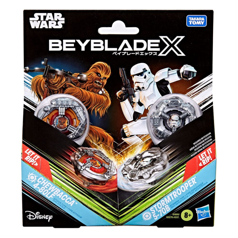 Beyblade X and Star Wars Collab Chewbacca 4-80LF vs. Stormtrooper 5-70B 5