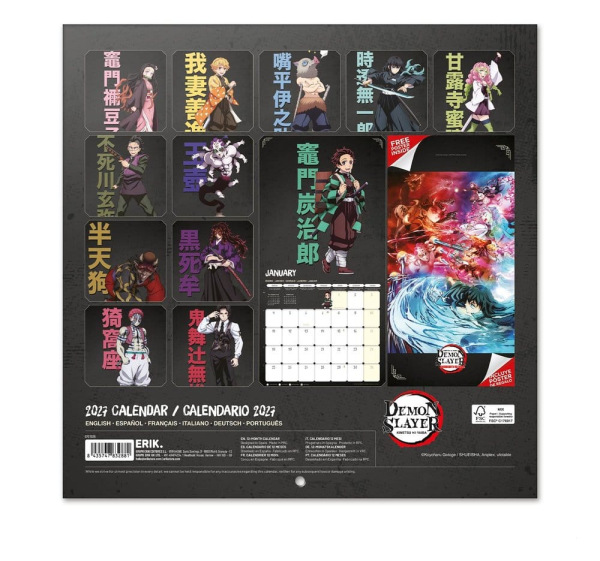 Demon Slayer 2027 Wall Calendar 30 x 30 cm 1