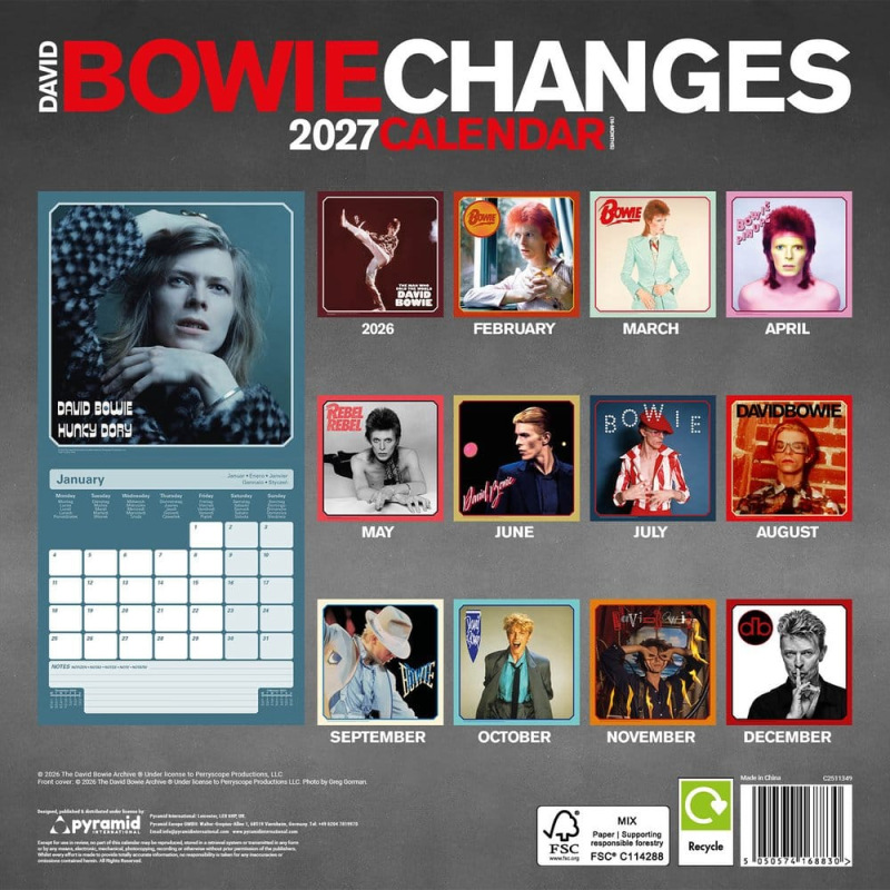 David Bowie Calendar Changes 2027 30 x 30 cm 1