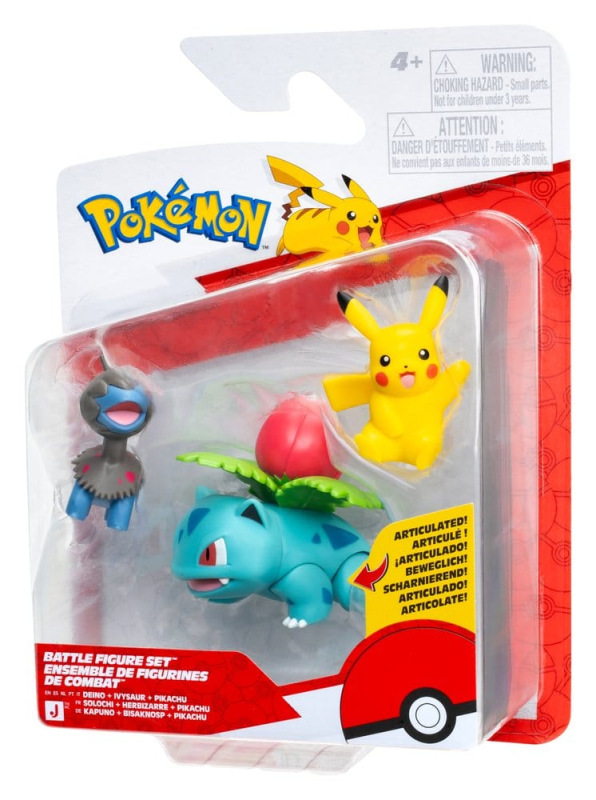 Pokémon Battle Figure Set Action Figures Pikachu, Deino & Ivysaur (3-Pack) 1