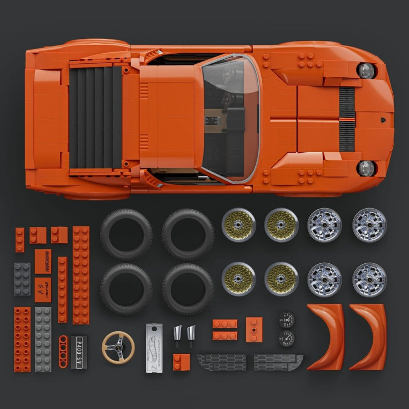Hot Wheels Premium Mattel Brick Shop Building Set 1/12 Lamborghini Miura P400 SV 3