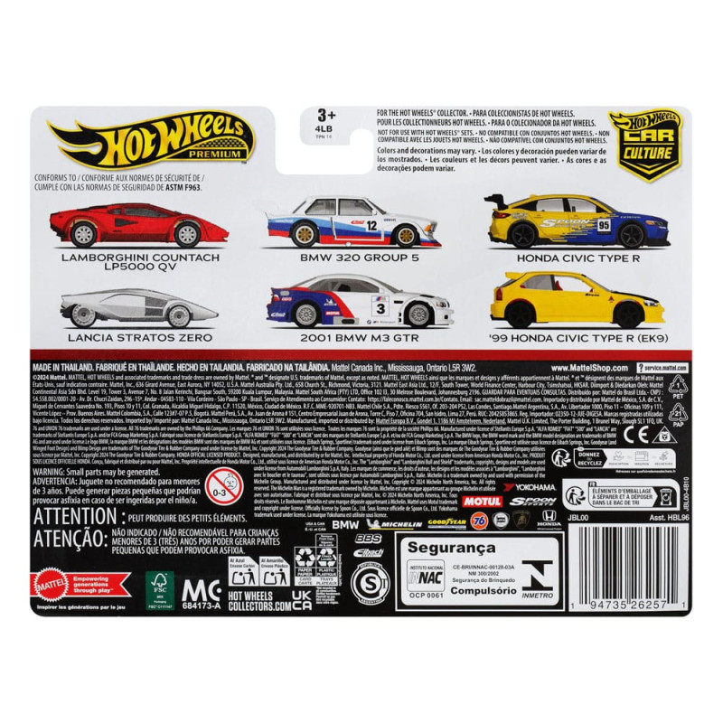 Hot Wheels Premium Car Culture Diecast Vehicle 2-Pack 1/64 '99 Honda Civic Type R (EK9) & Honda Civi 5