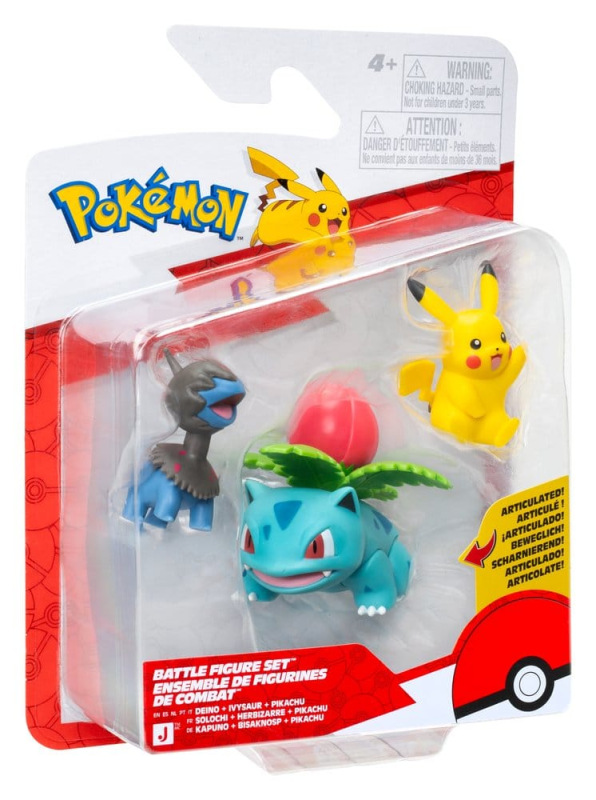 Pokémon Battle Figure Set Action Figures Pikachu, Deino & Ivysaur (3-Pack) 2