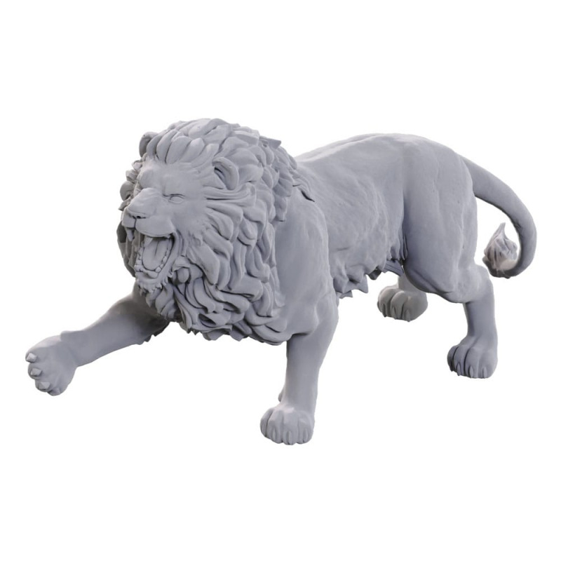 WizKids Deep Cuts Miniatures Unpainted Miniatures 2-Pack Stone Lion 1