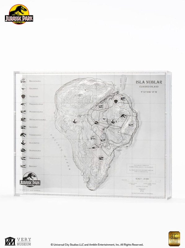 Jurassic Park Topographic Map Isla Nublar 1