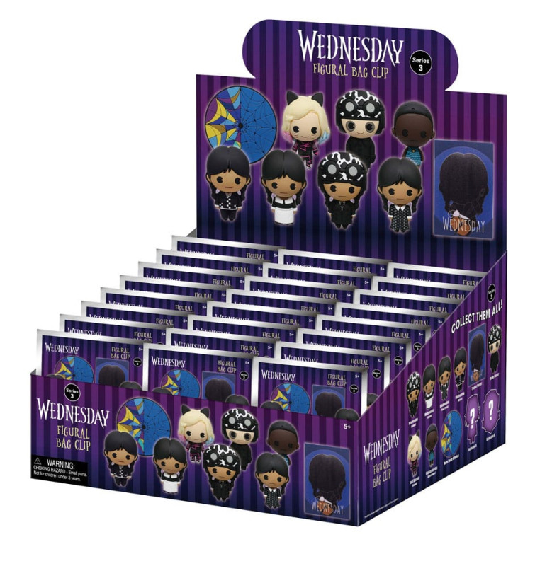 Wednesday 3D PVC Bag Clips Series 3 Display (24) 2