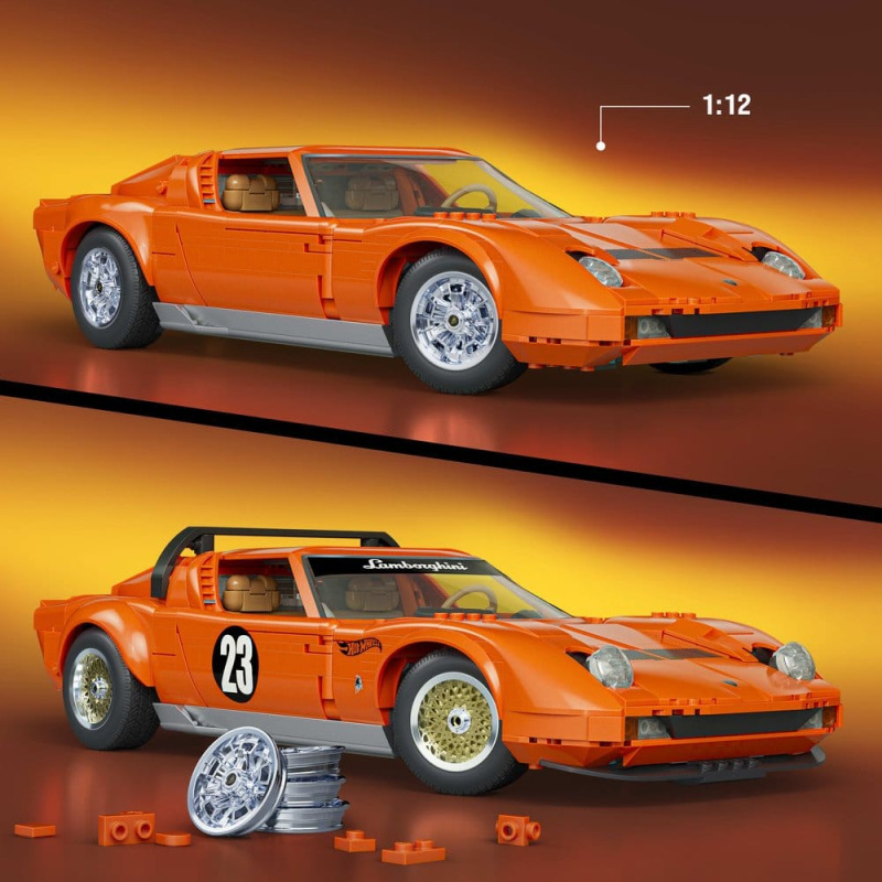 Hot Wheels Premium Mattel Brick Shop Building Set 1/12 Lamborghini Miura P400 SV 2