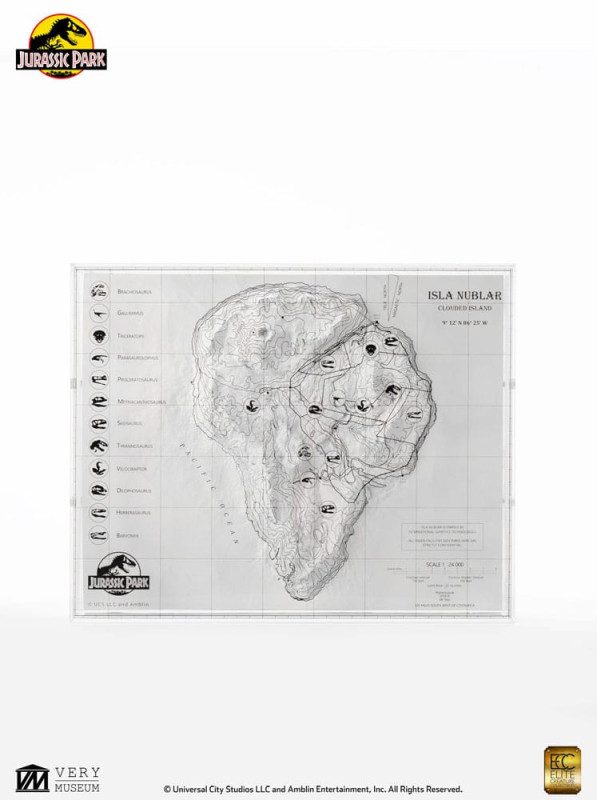 Jurassic Park Topographic Map Isla Nublar 2