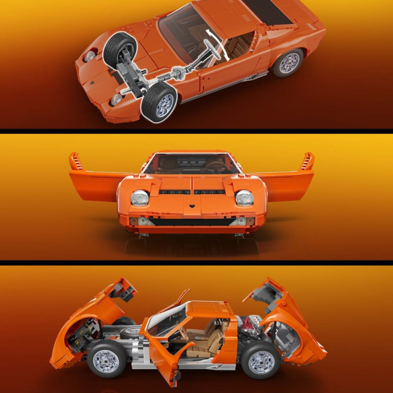 Hot Wheels Premium Mattel Brick Shop Building Set 1/12 Lamborghini Miura P400 SV 6