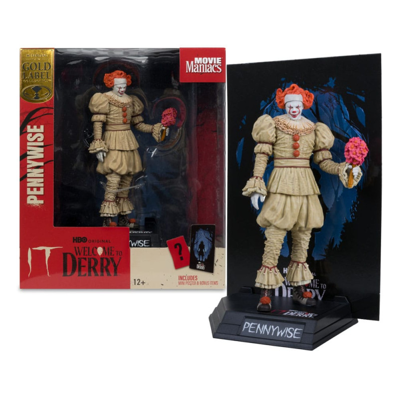 It: Welcome to Derry Movie Maniacs PVC Statue Pennywise (Flashback) (Gold Label) 16 cm 1