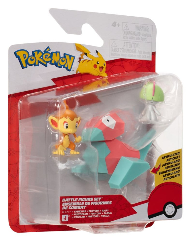 Pokémon Battle Figure Set Action Figures Chimchar, Ralts & Porygon (3-Pack) 14