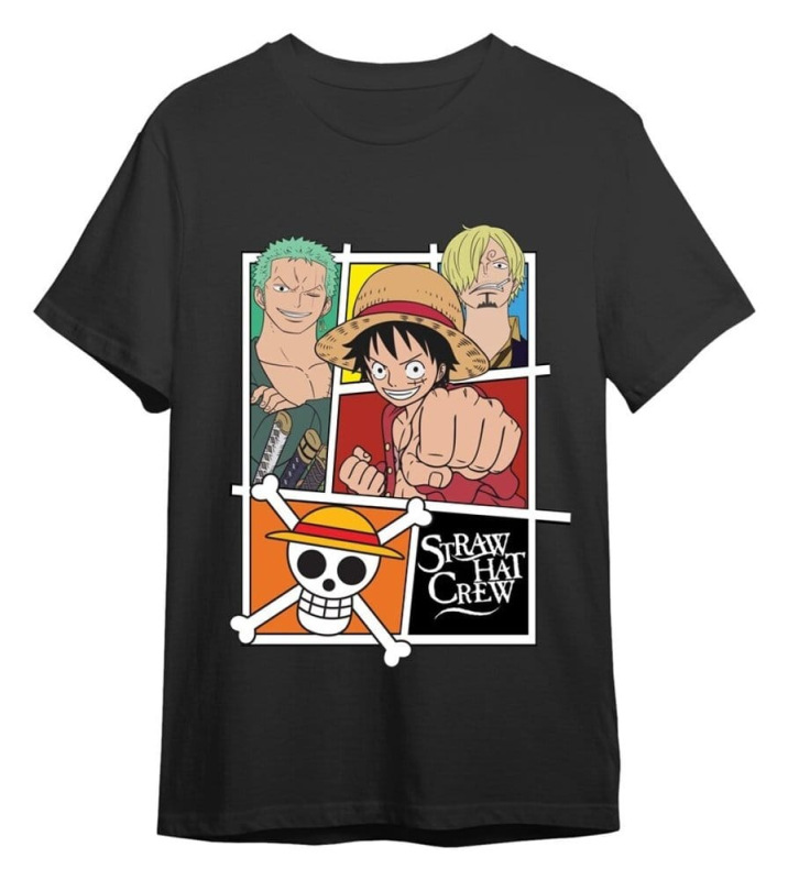 One Piece T-Shirt Straw Hat Crew Grey